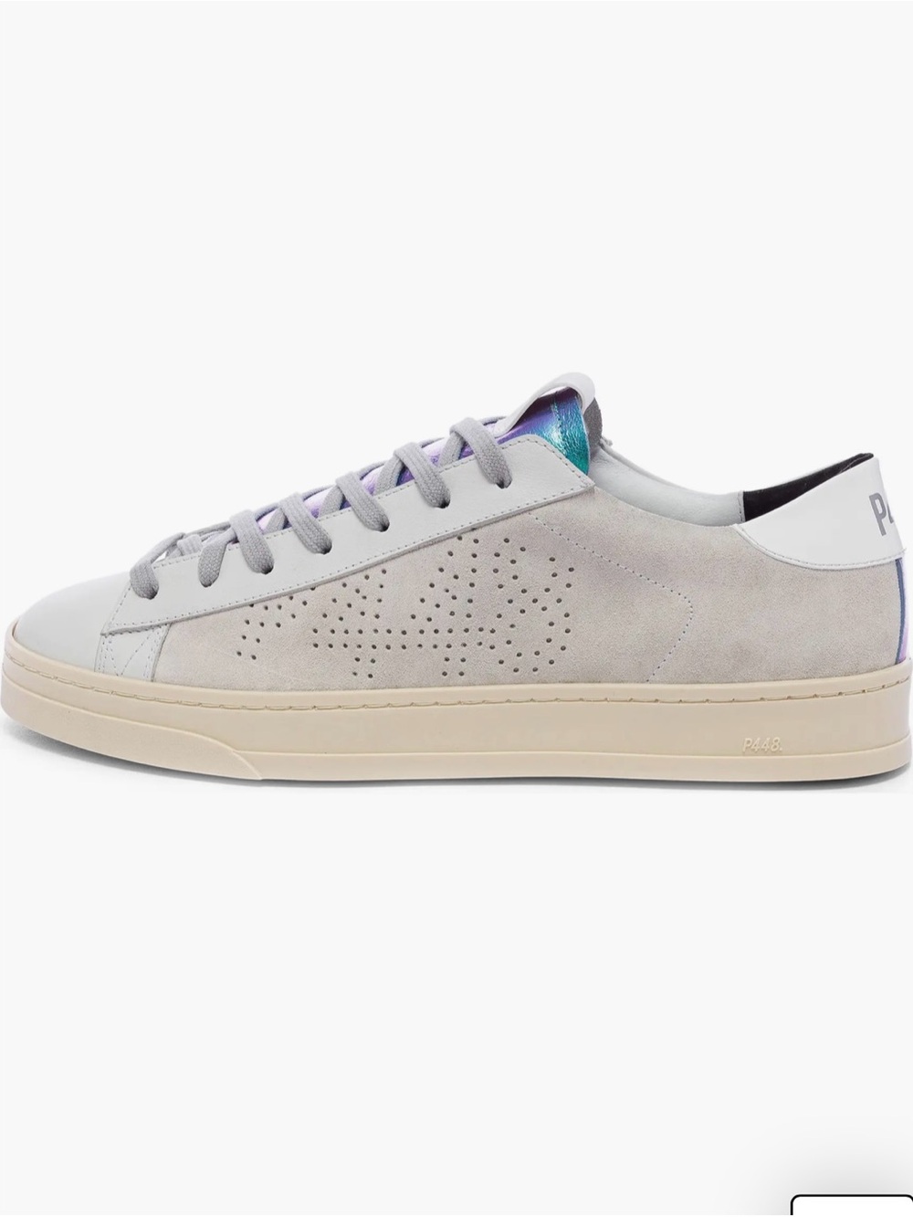 P448 Women's Light Grey Suede Low-Top Sneakers with Cream Sole